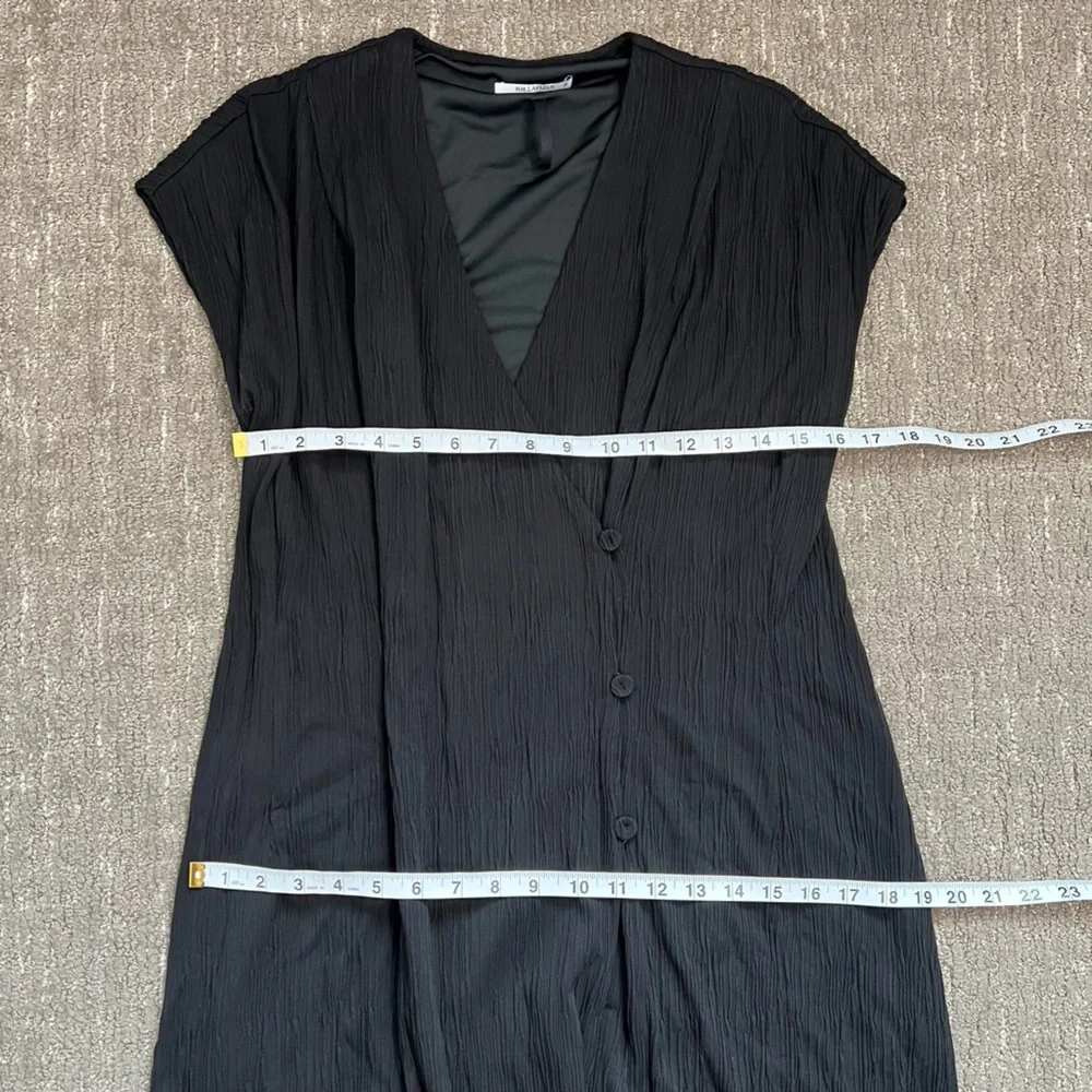 MM Lafleur New York Black Pleated Jersey Wrap Devlin Midi Dress Black Size 10 - Picture 5 of 9